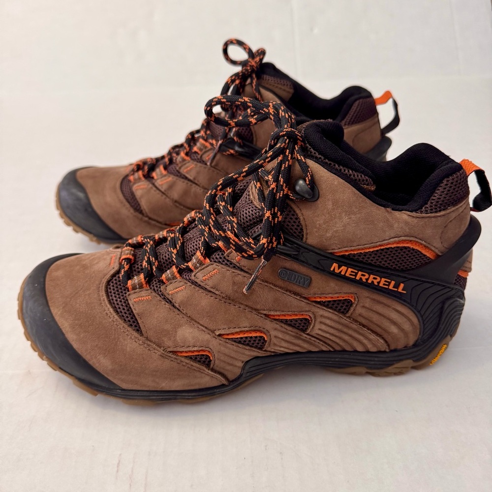 Merrell Mens Chameleon 7 Mid Waterproof Hiking Boots J84271 Tan Brown Size 8.5 - Picture 2 of 11